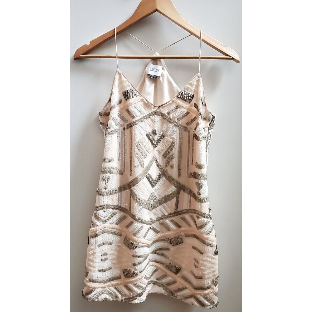 SAYLOR Beige and Silver Mini Dress